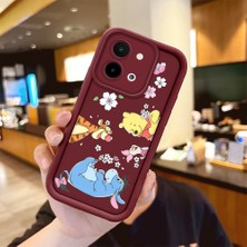 Ucuc Vivo Y28 4g Uyumlu Darbeye Dayanıklı Kamera Korumalı Bordo Silikon Baskı Desenli Kılıf