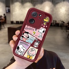 Ucuc Xiaomi 13T PRO/13T Uyumlu Darbeye Dayanıklı Kamera Korumalı Bordo Silikon Baskı Desenli Kılıf