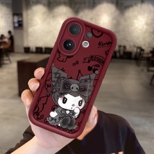 Ucuc Vivo V60 Uyumlu Darbeye Dayanıklı Kamera Korumalı Bordo Silikon Baskı Desenli Kılıf