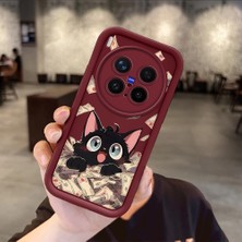 Ucuc Vivo X300 Pro Uyumlu Darbeye Dayanıklı Kamera Korumalı Bordo Silikon Baskı Desenli Kılıf