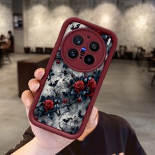 Ucuc Vivo X200 Pro Uyumlu Darbeye Dayanıklı Kamera Korumalı Bordo Silikon Baskı Desenli Kılıf
