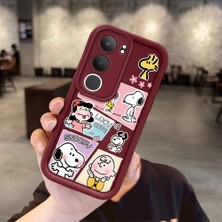 Ucuc Vivo Y19S 4G/Y19S Pro Uyumlu Darbeye Dayanıklı Kamera Korumalı Bordo Silikon Baskı Desenli Kılıf