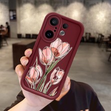 Ucuc Vivo X200 Fe Uyumlu Darbeye Dayanıklı Kamera Korumalı Bordo Silikon Baskı Desenli Kılıf