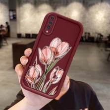Ucuc Samsung Galaxy A50/A50S/A30S Uyumlu Darbeye Dayanıklı Kamera Korumalı Bordo Silikon Desenli Kılıf