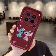 Ucuc Vivo X200 Pro Uyumlu Darbeye Dayanıklı Kamera Korumalı Bordo Silikon Baskı Desenli Kılıf