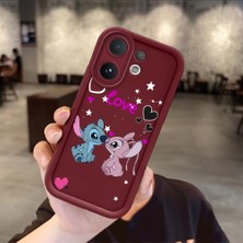 Ucuc Vivo V60 Uyumlu Darbeye Dayanıklı Kamera Korumalı Bordo Silikon Baskı Desenli Kılıf