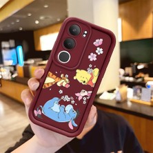 Ucuc Vivo Y19S 4G/Y19S Pro Uyumlu Darbeye Dayanıklı Kamera Korumalı Bordo Silikon Baskı Desenli Kılıf