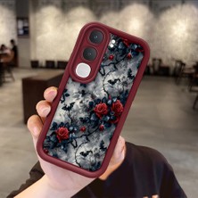 Ucuc Vivo Y31/Y21D Uyumlu Darbeye Dayanıklı Kamera Korumalı Bordo Silikon Baskı Desenli Kılıf