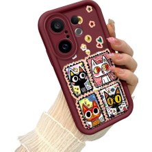 Ucuc Vivo X200 Fe Uyumlu Darbeye Dayanıklı Kamera Korumalı Bordo Silikon Baskı Desenli Kılıf