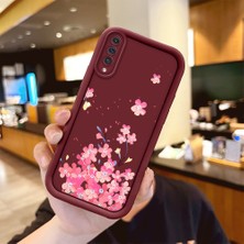 Ucuc Samsung Galaxy A50/A50S/A30S Uyumlu Darbeye Dayanıklı Kamera Korumalı Bordo Silikon Desenli Kılıf