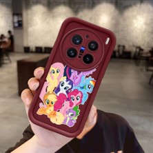 Ucuc Vivo X200 Pro Uyumlu Darbeye Dayanıklı Kamera Korumalı Bordo Silikon Baskı Desenli Kılıf