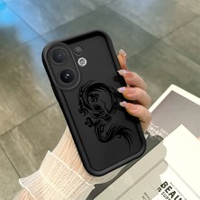 Ucuc Vivo V60 Uyumlu Siyah Silikon Şık Baskı Kılıf Darbeye Dayanıklı Kamera Korumalı