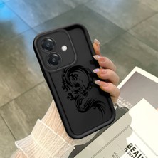 Ucuc Oppo A3/A3X 4g/5g Uyumlu Siyah Silikon Şık Baskı Kılıf Darbeye Dayanıklı Kamera Korumalı