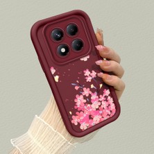 Ucuc Xiaomi Redmi Note 14 Pro 4g Uyumlu Darbeye Dayanıklı Kamera Korumalı Bordo Silikon Baskı Desenli Kılıf