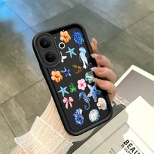 Ucuc Vivo V60 Lite 4g/5g Uyumlu Siyah Silikon Şık Baskı Kılıf Darbeye Dayanıklı Kamera Korumalı