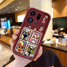 Ucuc Oppo Find X9 Pro 5g Uyumlu Darbeye Dayanıklı Kamera Korumalı Bordo Silikon Baskı Desenli Kılıf