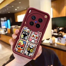 Ucuc Vivo X300 Pro Uyumlu Darbeye Dayanıklı Kamera Korumalı Bordo Silikon Baskı Desenli Kılıf