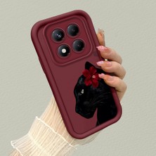 Ucuc Xiaomi Redmi Note 14 Pro 4g Uyumlu Darbeye Dayanıklı Kamera Korumalı Bordo Silikon Baskı Desenli Kılıf
