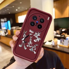 Ucuc Vivo X200 Pro Uyumlu Darbeye Dayanıklı Kamera Korumalı Bordo Silikon Baskı Desenli Kılıf