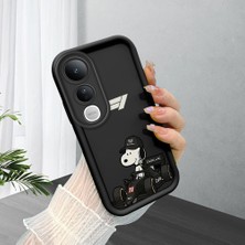 Ucuc Vivo V50 Lite 4g/5g Uyumlu Siyah Silikon Şık Baskı Kılıf Darbeye Dayanıklı Kamera Korumalı