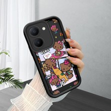 Ucuc Vivo Y27 5G/Y27S Uyumlu Siyah Silikon Şık Baskı Kılıf Darbeye Dayanıklı Kamera Korumalı