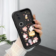 Ucuc Vivo V50 Uyumlu Siyah Silikon Şık Baskı Kılıf Darbeye Dayanıklı Kamera Korumalı