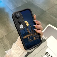 Ucuc Vivo V50 Lite 4g/5g Uyumlu Siyah Silikon Şık Baskı Kılıf Darbeye Dayanıklı Kamera Korumalı