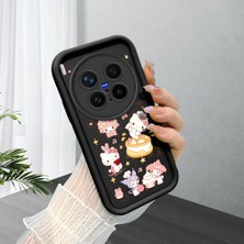 Ucuc Vivo X300 Pro Uyumlu Siyah Silikon Şık Baskı Kılıf Darbeye Dayanıklı Kamera Korumalı