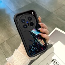 Ucuc Vivo X200 Pro Uyumlu Siyah Silikon Şık Baskı Kılıf Darbeye Dayanıklı Kamera Korumalı