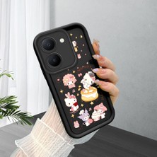 Ucuc Vivo Y27 5G/Y27S Uyumlu Siyah Silikon Şık Baskı Kılıf Darbeye Dayanıklı Kamera Korumalı