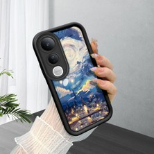 Ucuc Vivo V50 Lite 4g/5g Uyumlu Siyah Silikon Şık Baskı Kılıf Darbeye Dayanıklı Kamera Korumalı