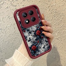 Ucuc Xiaomi Redmi Note 14 Pro Plus 5g Uyumlu Darbeye Dayanıklı Kamera Korumalı Bordo Silikon Baskı Desenli Kılıf