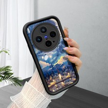 Ucuc Vivo X300 Uyumlu Siyah Silikon Şık Baskı Kılıf Darbeye Dayanıklı Kamera Korumalı