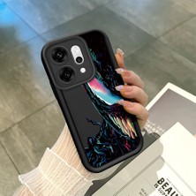 Ucuc Oppo RENO14 Pro Uyumlu Siyah Silikon Şık Baskı Kılıf Darbeye Dayanıklı Kamera Korumalı