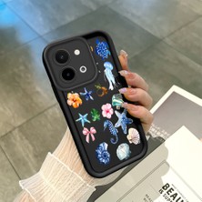 Ucuc Vivo Y28 4g Uyumlu Siyah Silikon Şık Baskı Kılıf Darbeye Dayanıklı Kamera Korumalı