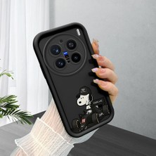 Ucuc Vivo X200 Pro Uyumlu Siyah Silikon Şık Baskı Kılıf Darbeye Dayanıklı Kamera Korumalı