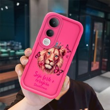 Ucuc Vivo V50 Lite 4g/5g Uyumlu Pembe Kırmızı Silikon Kılıf Darbeye Dayanıklı Kamera Koruma