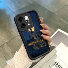 Ucuc Oppo RENO14 Pro Uyumlu Siyah Silikon Şık Baskı Kılıf Darbeye Dayanıklı Kamera Korumalı