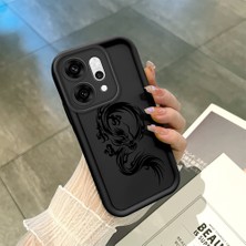 Ucuc Oppo RENO14 Pro Uyumlu Siyah Silikon Şık Baskı Kılıf Darbeye Dayanıklı Kamera Korumalı