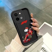 Ucuc Vivo Y28 4g Uyumlu Siyah Silikon Şık Baskı Kılıf Darbeye Dayanıklı Kamera Korumalı