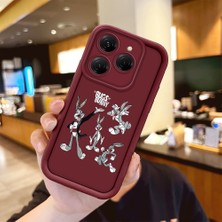 Ucuc Tecno Spark 20 Pro Uyumlu Darbeye Dayanıklı Kamera Korumalı Bordo Silikon Baskı Desenli Kılıf