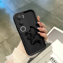 Ucuc Vivo Y19S 4G/Y19S Pro Uyumlu Siyah Silikon Şık Baskı Kılıf Darbeye Dayanıklı Kamera Korumalı