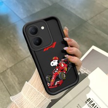 Ucuc Vivo Y27 5G/Y27S Uyumlu Siyah Silikon Şık Baskı Kılıf Darbeye Dayanıklı Kamera Korumalı