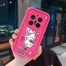 Ucuc Vivo X200 Pro Uyumlu Pembe Kırmızı Silikon Kılıf Darbeye Dayanıklı Kamera Koruma