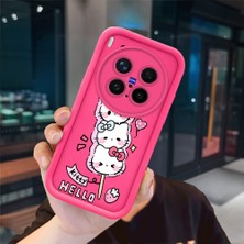 Ucuc Vivo X300 Pro Uyumlu Pembe Kırmızı Silikon Kılıf Darbeye Dayanıklı Kamera Koruma
