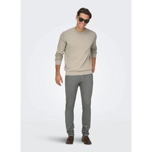 Only & Sons Gri Erkek Dar Chino Pantolon 22030256 Onsmark Slım Dıtsy Pnt Nos