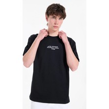 Lee Cooper ULRIC Erkek Loose %100 Pamuk Baskılı Bisiklet Yaka T-Shirt Siyah