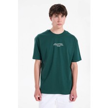 Lee Cooper ULRIC Erkek Loose %100 Pamuk Baskılı Bisiklet Yaka T-Shirt Yeşil