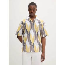Hugo Sarı Erkek Oversize Geometrik Desen Gömlek 50560606 Espino