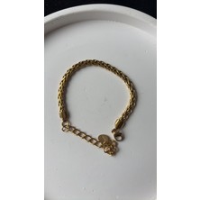 Liva Accessories Altın Işçiliğinde Anti-Alerjik Saç Örgüsü Desenli-Altın Renkli Bileklik